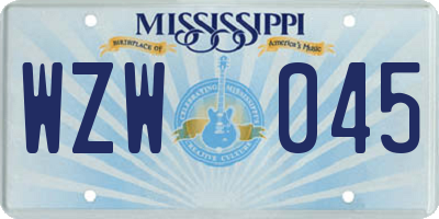 MS license plate WZW045