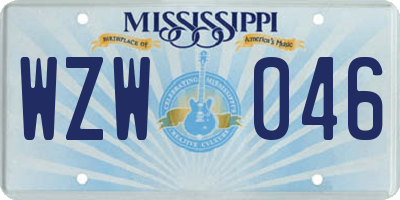 MS license plate WZW046