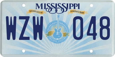 MS license plate WZW048