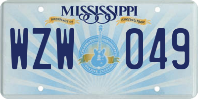 MS license plate WZW049