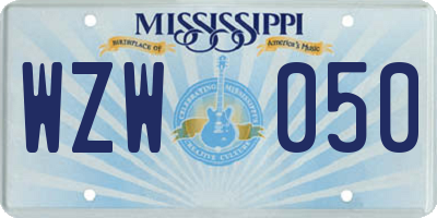 MS license plate WZW050