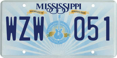 MS license plate WZW051