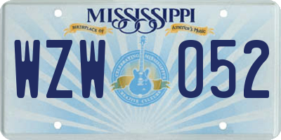 MS license plate WZW052