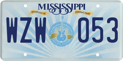 MS license plate WZW053