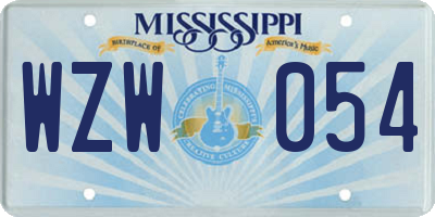MS license plate WZW054