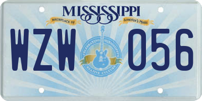MS license plate WZW056