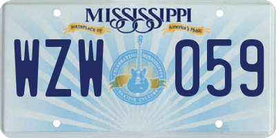 MS license plate WZW059