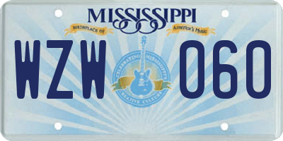 MS license plate WZW060