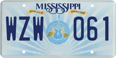 MS license plate WZW061
