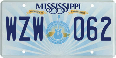 MS license plate WZW062