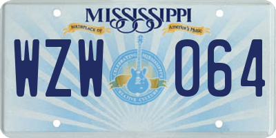 MS license plate WZW064