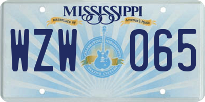 MS license plate WZW065