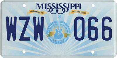 MS license plate WZW066