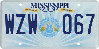 MS license plate WZW067
