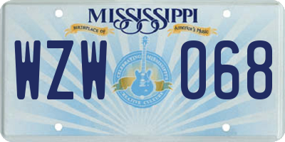 MS license plate WZW068