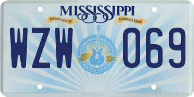 MS license plate WZW069