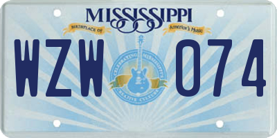MS license plate WZW074