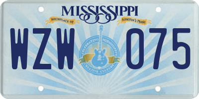 MS license plate WZW075