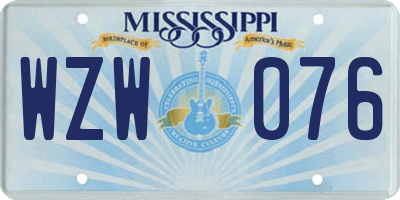 MS license plate WZW076