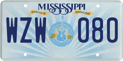 MS license plate WZW080