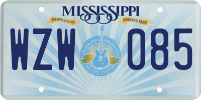 MS license plate WZW085