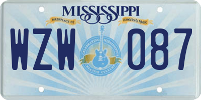 MS license plate WZW087