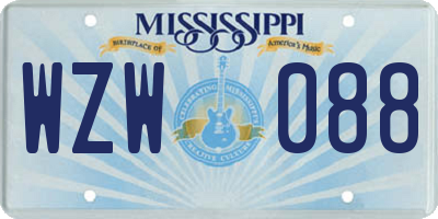 MS license plate WZW088
