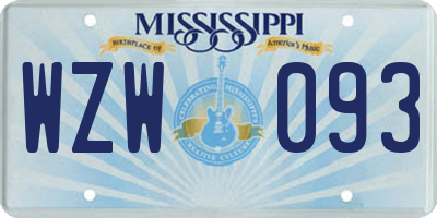 MS license plate WZW093