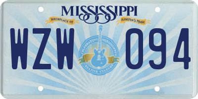 MS license plate WZW094
