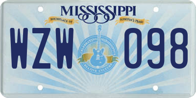 MS license plate WZW098