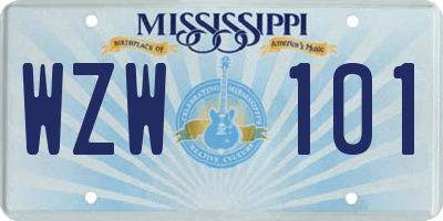 MS license plate WZW101