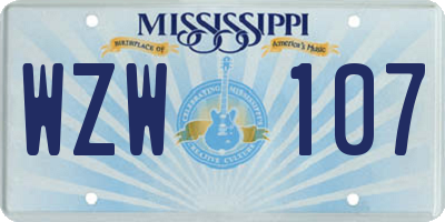 MS license plate WZW107