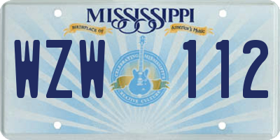 MS license plate WZW112