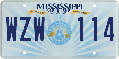 MS license plate WZW114