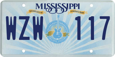 MS license plate WZW117