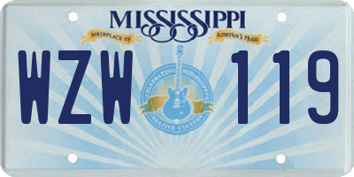 MS license plate WZW119