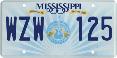 MS license plate WZW125