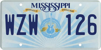 MS license plate WZW126
