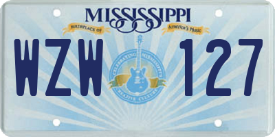 MS license plate WZW127