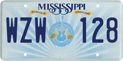 MS license plate WZW128
