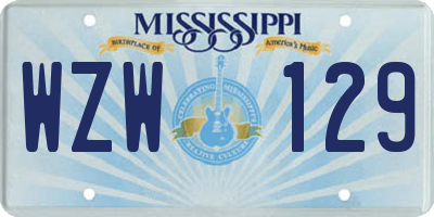 MS license plate WZW129