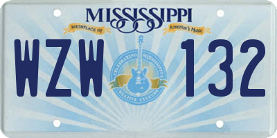 MS license plate WZW132