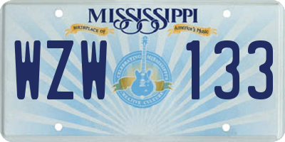 MS license plate WZW133