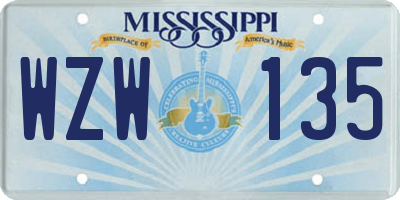 MS license plate WZW135