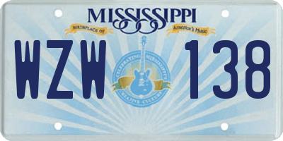 MS license plate WZW138