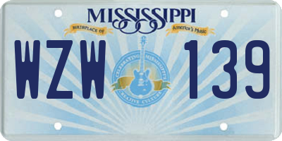 MS license plate WZW139