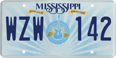 MS license plate WZW142