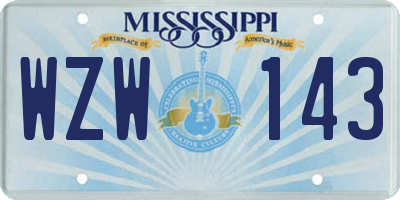 MS license plate WZW143