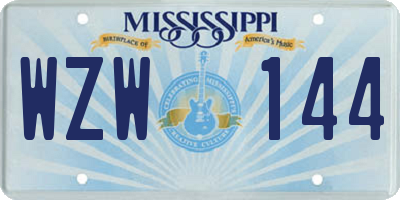 MS license plate WZW144