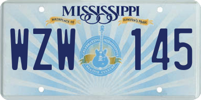 MS license plate WZW145